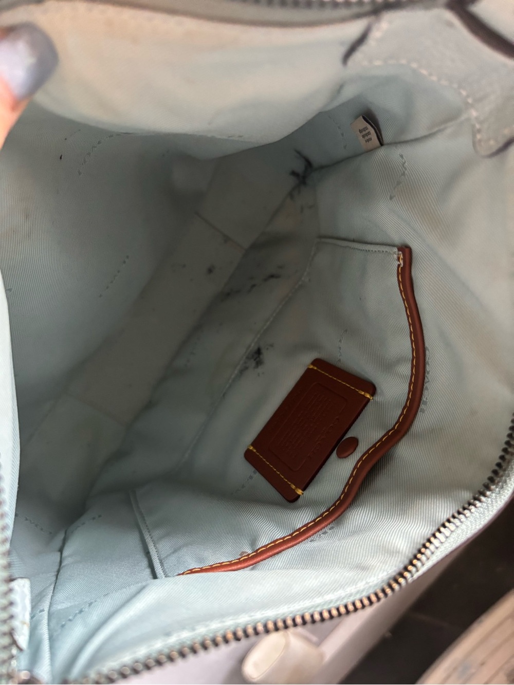 Coach Pebbled Leather Turnlock Crossbody in Pale Blue - Picture 7 of 8